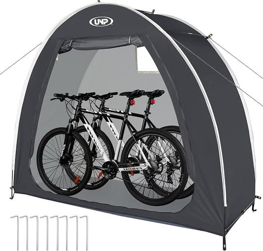 UNP Bike Storage Shed Tent, Portable Outdoor Bike Storage Tent with 210D Oxford Thick PU4000 Waterproof for 1/2/3/4 Bikes, Bike Covers Storage Shed for Bicycles, Lawn Mower, Garden Tools