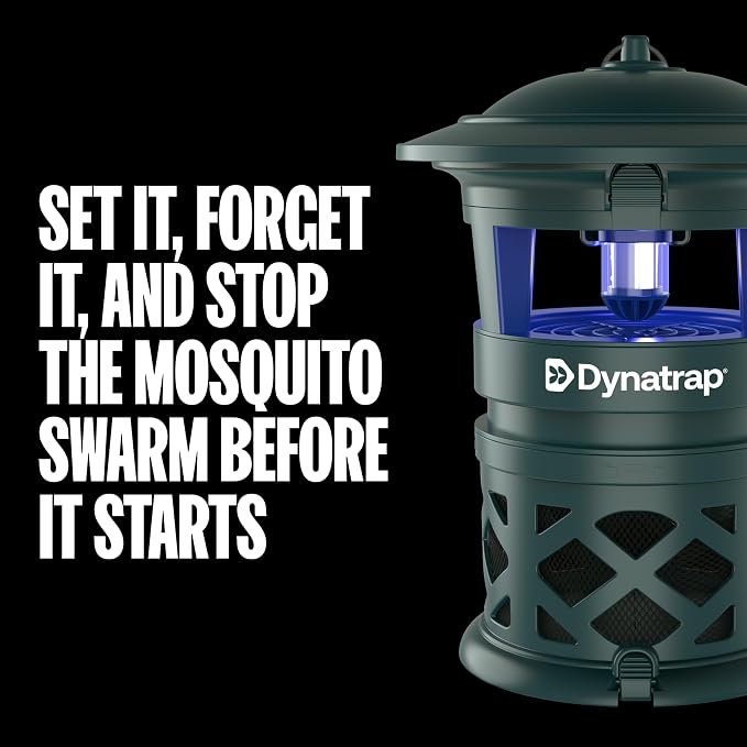 DynaTrap DT1130-GRSR 1/2 Acre Mosquito & Flying Insect Outdoor Trap and Killer – Kills Mosquitoes, Flies, Wasps, Gnats, & Other Flying Insects - Bug Zapper Alternative – Green