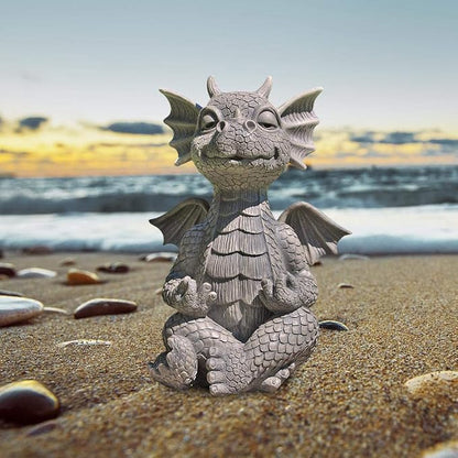 Garden Dragon Figures, Dragon Buddha Art Sculptures, Resin Dragon Statue, Zen Yoga Dragon Home Garden Decoration for Outdoor Backyard Veranda