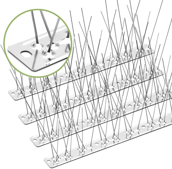 Pigeon Spikes Stainless Steel Bird Spikes for Outside to Keep Birds Away 37 Pack 30ft Coverage Bird Spikes Wire Prevention Spikes for Small Bird Squirrel for Fence Roof Blacony