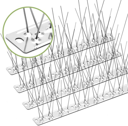 Pigeon Spikes Stainless Steel Bird Spikes for Outside to Keep Birds Away 74 Pack 60ft Coverage Bird Spikes Wire Prevention Spikes for Small Bird Squirrel for Fence Roof Blacony