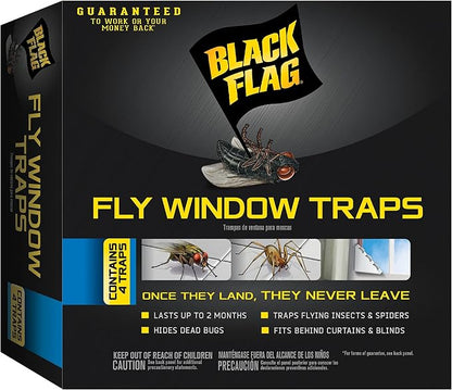 Black Flag, Fly Window Trap, 4-Count, Clear,(Pack of 12)
