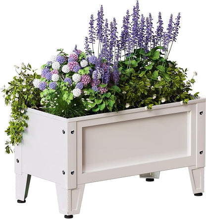 PROXRACER Elevated Metal Planter Box Stand Heavy Duty Raised Garden Bed for Vegetables Flowers Herbs Indoor Outdoor Use, White