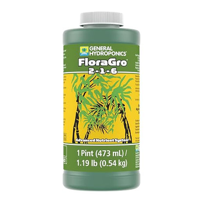 General Hydroponics FloraGro 2-1-6 Plant Food, Part of FloraSeries Advanced Nutrient System for Plants, 16 oz.