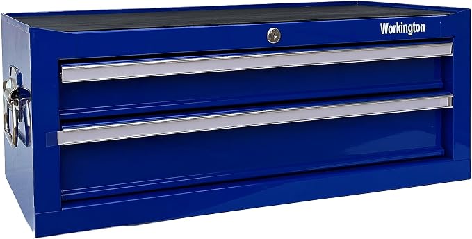 Workington Industrial 2 Drawers Portable Metal Intermediate Box, 26" Middle Tool Chest Cabinet with Ball Bearing Drawer Slides, Steel Tool Storage Box Organizer 4008 Blue