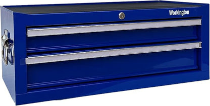 Workington Industrial 2 Drawers Portable Metal Intermediate Box, 26" Middle Tool Chest Cabinet with Ball Bearing Drawer Slides, Steel Tool Storage Box Organizer 4008 Blue