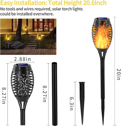 EOYIZW 8 Pack Solar Torch Light with Flickering Flame, 12 LEDs Solar Lights Outdoor, IP65 Waterproof Torches for Outside Landscape Decoration Outdoor Lights for Garden Yard Patio