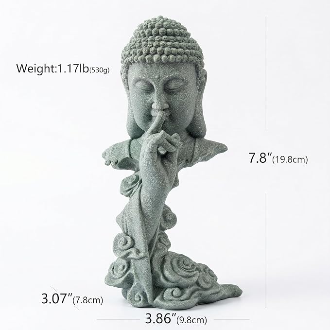 buddha head statue Natural sandstone material for aquarium decorations garden statue zen ornament outdoor courtyard decor meditation fish tank indoor Feng Shui Gift (7.8''H-Meditation Buddha)