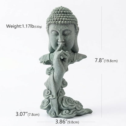 buddha head statue Natural sandstone material for aquarium decorations garden statue zen ornament outdoor courtyard decor meditation fish tank indoor Feng Shui Gift (7.8''H-Meditation Buddha)
