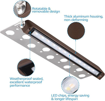 LEONLITE 8-Pack 5CCT 12 Inch LED Hardscape Lighting, 2200K-5000K | LED Landscape Lighting, 12-24V AC/DC Paver Light Low Voltage Retaining Wall Lights, 7W Outdoor Step Lights, ETL