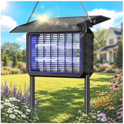 Solar Bug Zapper Outdoor,Solar Powered Bug Zapper Solar Mosquito Zapper Cordless Fly Trap with Dual Power & 6000mAh Battery, Solar Mosquito Zapper Outdoor for Backyard, Patio, Garden, RV, Camping