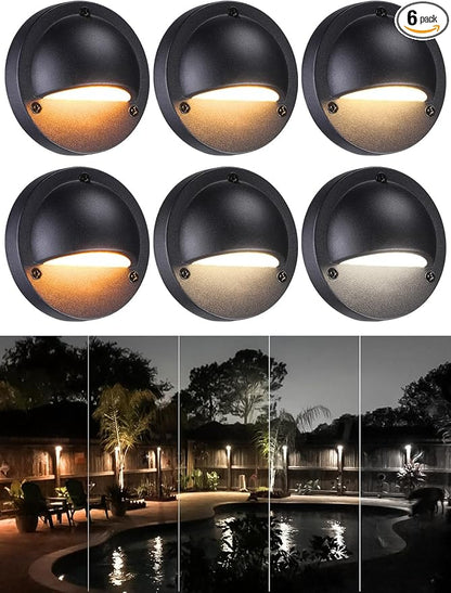 LEONLITE 6-Pack 5CCT 3.74inch Low Voltage LED Deck Lights, Black | 180LM, 12-24V AC/DC, CRI90, UL Listed, Die-cast Aluminum Housing, Frosted Glass Lens, 1800K/2700K/3000K/4000K/5000K