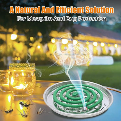 20 Pack Mosquito Repellent Coils, Natural Citronella Incense for Patio & Outdoor - 7 Hour Long Lasting Bug Repellent for Yard, Camping & Deck - Plant Based Insect Control with 1 Holder 2 Stands