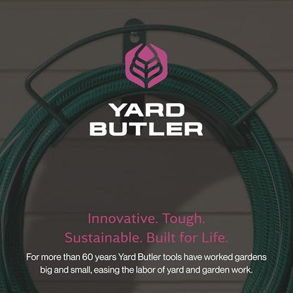 Yard Butler Heavy Duty Wall-Mounted Hose Hanger - Garden Hose Holder for Convenient Organization - Holds up to 125 Feet - Powder Coated Steel - Heavy Duty Bracing - Classic Design, Green