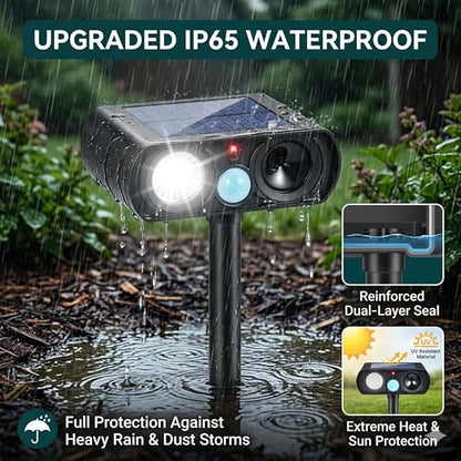 2026 Sonic Fortress Pro Deer Repellent Devices for Plants,4Pack Feral Cat Repellent Outdoor Solar Ultrasonic Animal Repellent with Motion Sensor&Flash Light,Raccoon Fortress Pro for Vegetable Garden