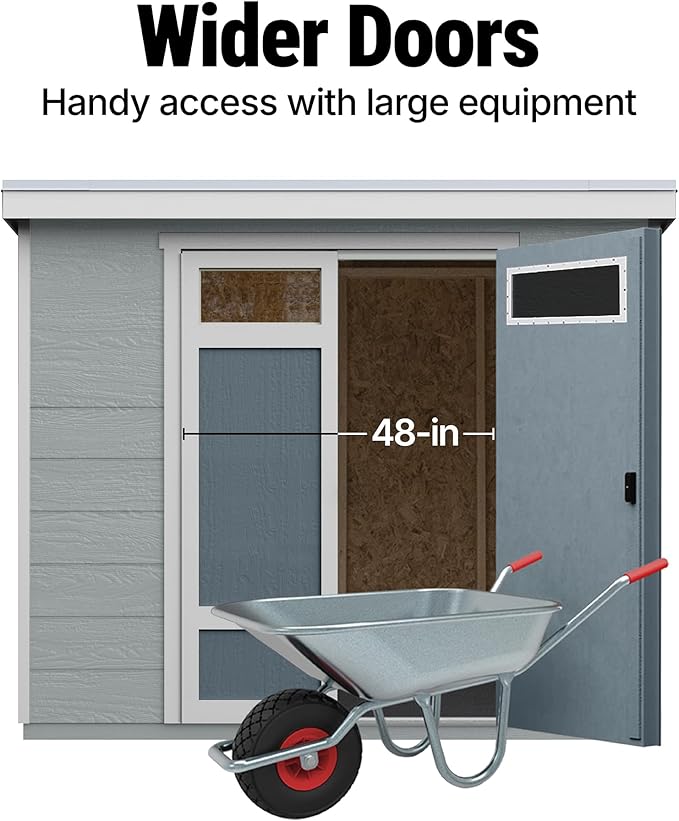 Handy Home Products Highland 8x6 Modern Wooden Storage Shed with Floor Kit and Palram roof- Does not Include Paint