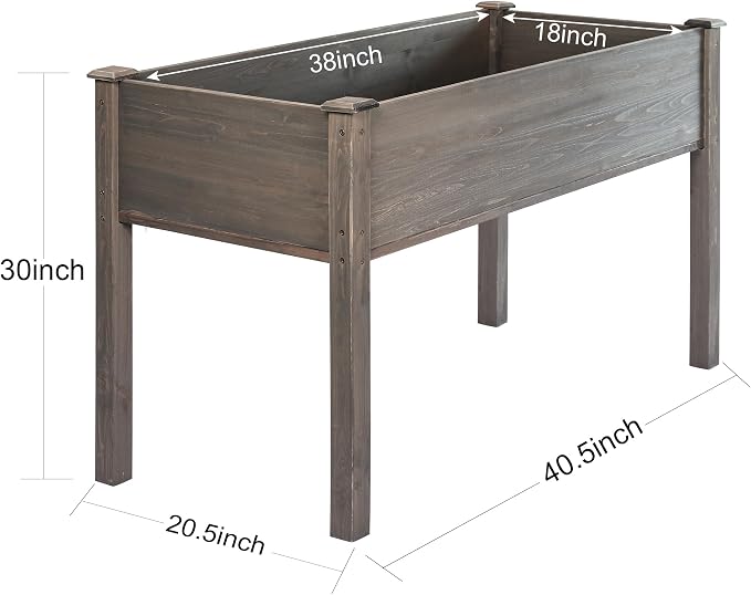 LZRS Raised Garden Bed Outdoor Planter Box with Legs for Herbs, Vegetables, Flowers, Great for Outdoor Patio, Yard and Deck, 220lb Capacity, Grey