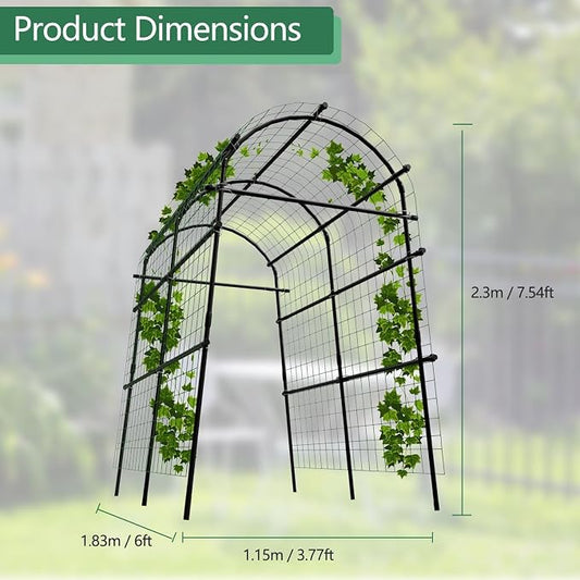 Garden Arch Trellis, 7.5FT Extra Tall Polyethylene-Coated Stainless Steel Garden Trellis for Climbing Plants, Vegetables, Flowers, Outdoor Pergola Arbor Wedding Party Decoration, Cucumber Trellis, Gar