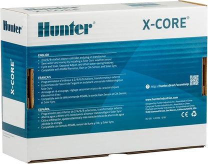 Hunter X-Core XC400i Indoor Sprinkler Timer, 4-Zone Irrigation Controller | Indoor 4-station irrigation controller with easy programming, manual controls, seasonal adjust, and standard dial operation