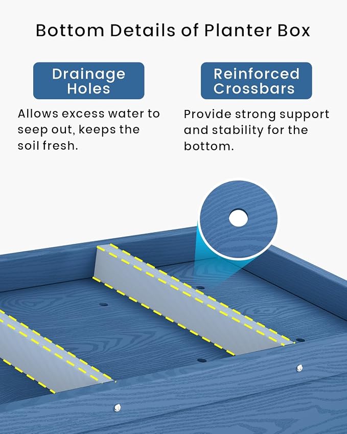 Weatherproof Raised Garden Bed, HDPE Outdoor Elevated Planter Box with Legs, Garden Box, Flower Beds for Patio, Deck, Balcony (Navy Blue)