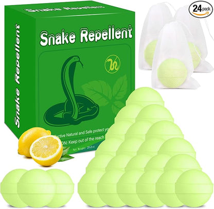 24 Pack Snake Repellent for Yard, Natural Rodent Repellent Balls for Outdoors and Indoor, Keep Snakes Lizard and Rodent Away from Lawn Yard Garden Camping Fishing Pet Safe