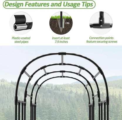 Garden Arch Trellis - 47" L*71" W*87" H, Rust-Proof Grape Trellis with Thickened Steel 20MM Pipe, Garden Arch Trellis for Climbing Plants Outdoor, Tunnel Trellis for Cucumber, Pumpkin, Melon