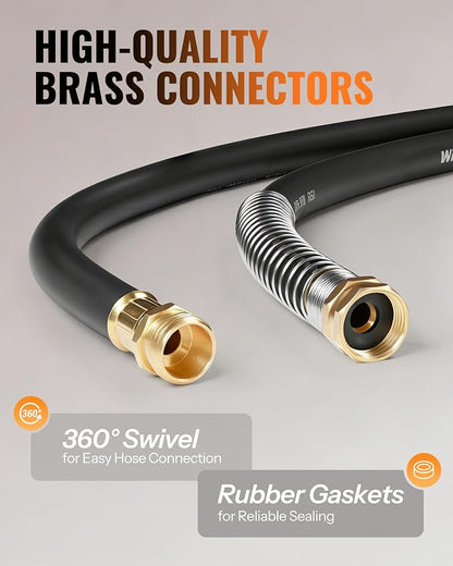 Heavy Duty Rubber Garden Hose 30FT x 5/8", Flexible Water Hose with 360° Swivel Brass Fittings, 300 PSI Working, 1000 PSI Burst, All Weather Outdoor Hose for Irrigation, Black B30GH06