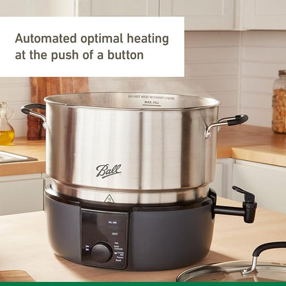 Ball EasyCanner Electric Water Bath Canner, 21-Quart Capacity, Automated Heating, Multicooker & Steamer Functionality