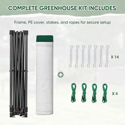 EAGLE PEAK 10x10 Portable Walk in Greenhouse with Polyester Reinforced Corners, Instant Pop up Indoor Outdoor Gardening Green House, Roll Up Zipper Entry Doors and Mesh Windows, Green/White