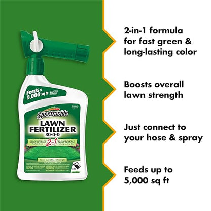 Spectracide Lawn Fertilizer 30-0-0, 3 Count, 2-in-1 Formula Boosts Overall Lawn Strength, Promotes Thick, Green Growth Without Burning