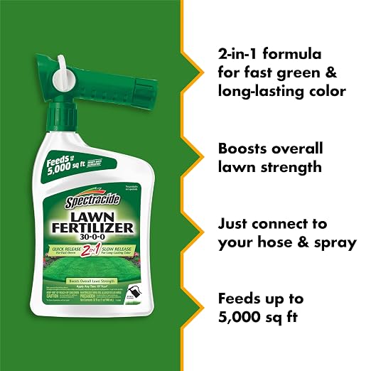 Spectracide Lawn Fertilizer 30-0-0, 3 Count, 2-in-1 Formula Boosts Overall Lawn Strength, Promotes Thick, Green Growth Without Burning