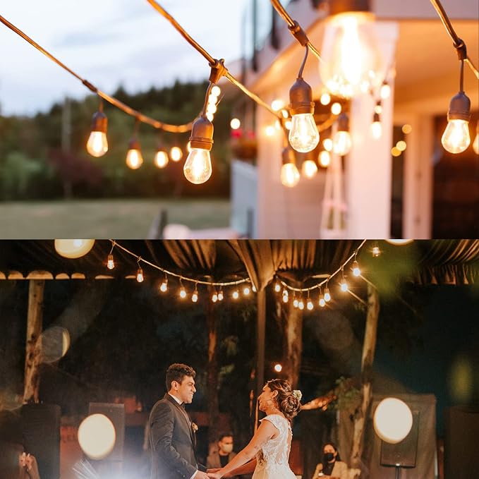 BRIMAX 12FT Outdoor String Lights with 5 LED Edison Bulbs 2W Shatterproof | Commercial Grade Waterproof Outside Light 2700K Warm White for Bistro Gazebos Porch Patio Garden