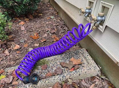 SANFU PU Recoil Garden Water Hose 3/8"ID(9.5 x 12.7mm) x 15ft Premium With 3/4"Inch Brass Fittings Retractable, Outdoor Patio Hose Marine&Boat, Purple(15')