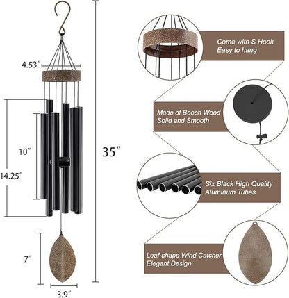 ASTARIN 36 Inch Wind Chimes for Outside, Tuned Metal Wind Chime for Outdoor Garden Patio, WindChimes Tuned Soothing Melodic Tones Windchimes Mom Dad Gift, All Metal Leaf Design Windchime