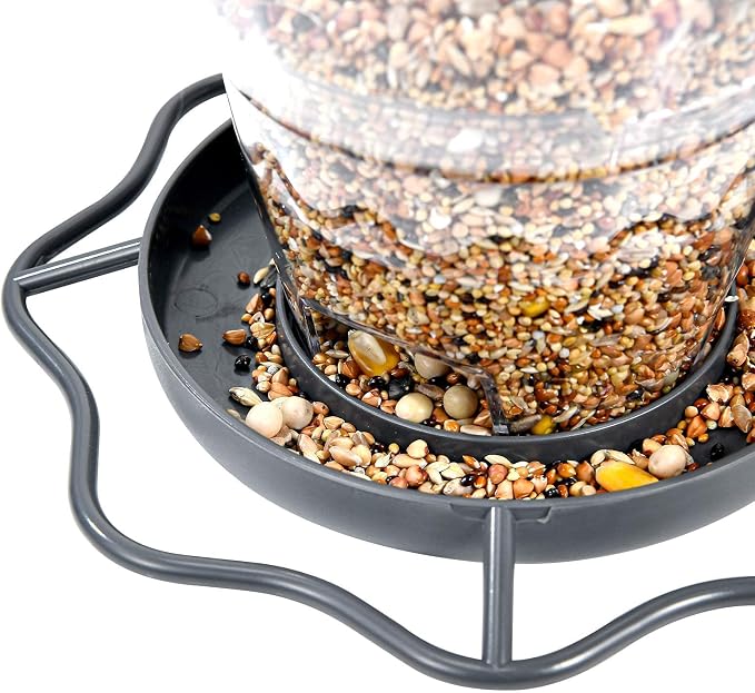 Bird Feeder Outdoor Hanging for Wild Bird Seed, Grey