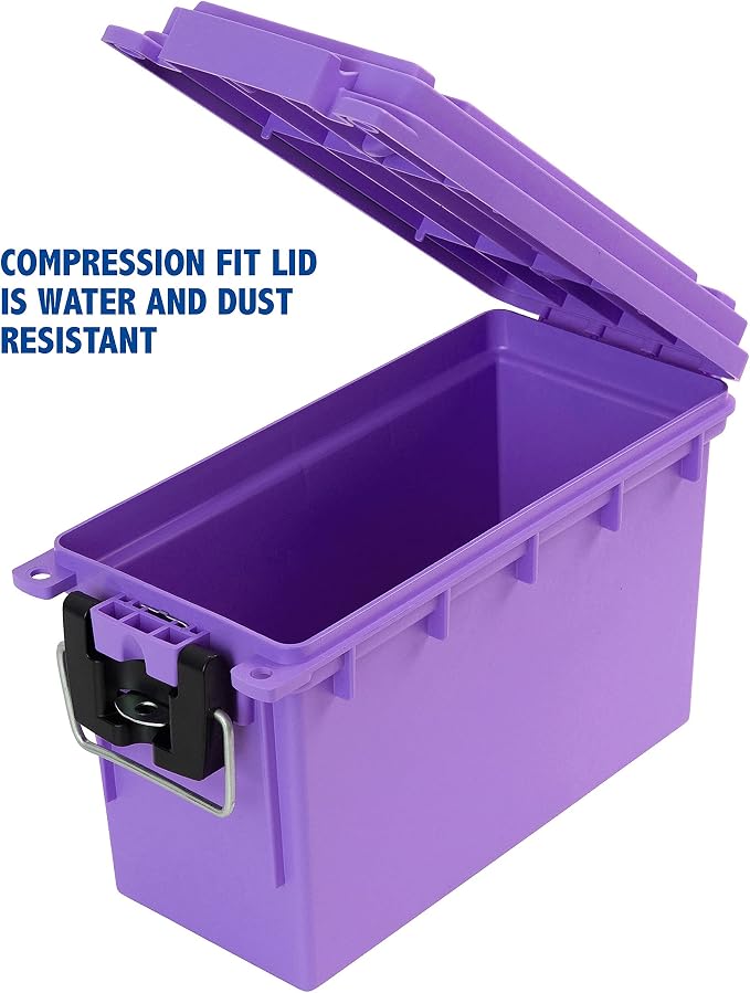 Sheffield Ammo Box Made in USA, Stackable Lockable Ammo Storage Box, Purple | Lockable Storage Box, Water and Dust Resistant Dry Box, Secures Hunting Gear, Gun Accessories, Supplies, and Bullets
