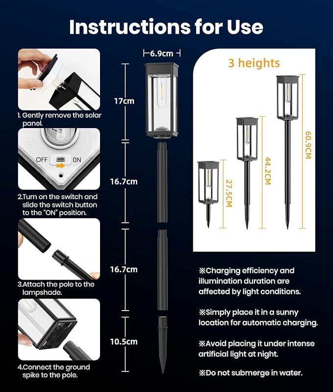 ALFIOT Solar Pathway Lights Outdoor, 4 Pack Bright Solar Lights Outdoor, IP65 Waterproof Garden Decor Solar Powered Landscape Lighting for Yard Patio Walkway Driveway Pathway (Cool White)