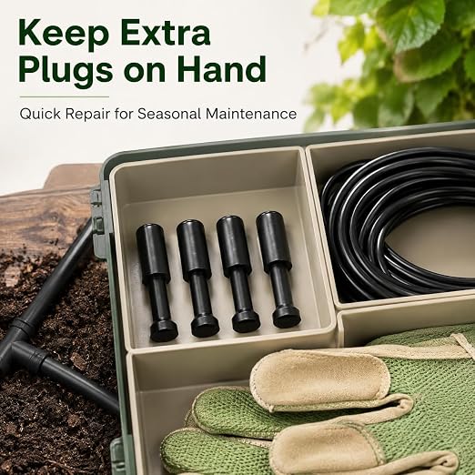 4-Pack 1/4 inch drip Irrigation T Plugs for HEKIWAY Watering Kits; Ideal for Sealing tubing Ends and Quick Repairs.
