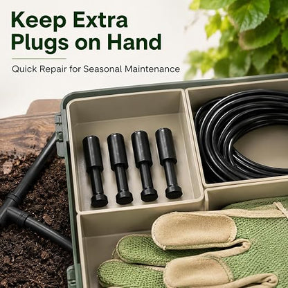 4-Pack 1/4 inch drip Irrigation T Plugs for HEKIWAY Watering Kits; Ideal for Sealing tubing Ends and Quick Repairs.