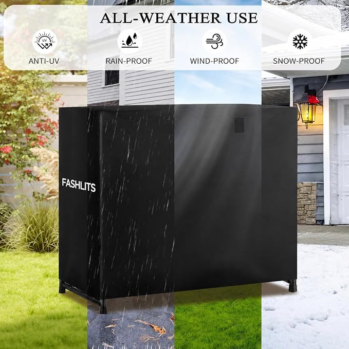 4ft Waterproof Firewood Rack Cover, Heavy Duty 600D Oxford Outdoor Storage Wood Rack Cover For Outdoor, Indoor, Patio(Cover Only, Rack Not Included)
