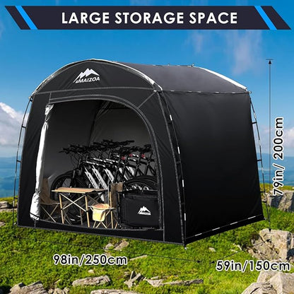 Bike Storage Tent,98*59*79 In,Outdoor Portable Storage Tent,Made of 210D Oxford Cloth PU4000mm Waterproof Fabric, Storage Shed for 2-4-6 bike,Motorcycles,Garden Tools,Lawn Mower,Various Tools