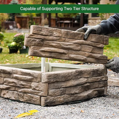 Raised Garden Bed Outdoor Tan/Brown Ledgestones Composite Polyurethane Natural Look Stone Garden Planter Box (6 Panel Pack)
