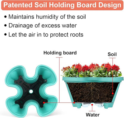 GameXcel Vertical Planter Tower - 6 Tier Stackable Garden Planters with Wheels and Tools Plant Pots for Strawberry Herb Flower and Vegetable Indoor Outdoor Use Teal