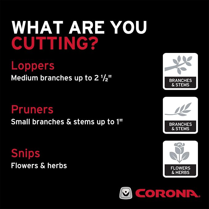 Corona Tools Forged Steel ClassicCUT Bypass Hand Pruner – 1-Inch Cut Capacity Garden Pruning Shears for Stems & Branches, Heavy-Duty Bypass Pruners for Tree, Shrub & Plant Trimming