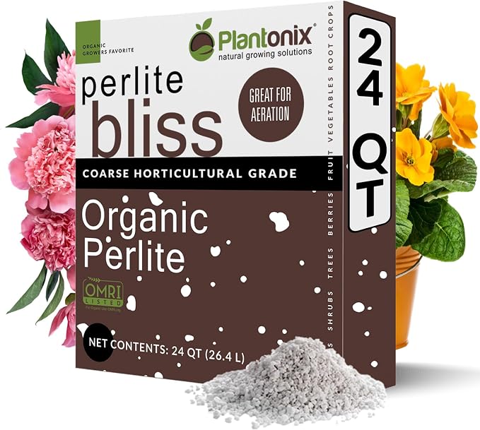 Perlite Bliss (24 Qts) - Organic Perlite for Plants Indoor Soil Amendment - Bulk Perlite for Gardening & Seed Starting - Mixes Easily with Potting Soil, Vermiculite, & Organic Coco Coir for Plants