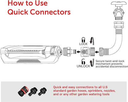 Eden 94110 Heavy-Duty Metal Oscillating Sprinkler | Covers Up to 3,315 sq. ft., 18 Precision Nozzles, Adjustable Range, Turbo Drive Motor, Quick Connect Bundle