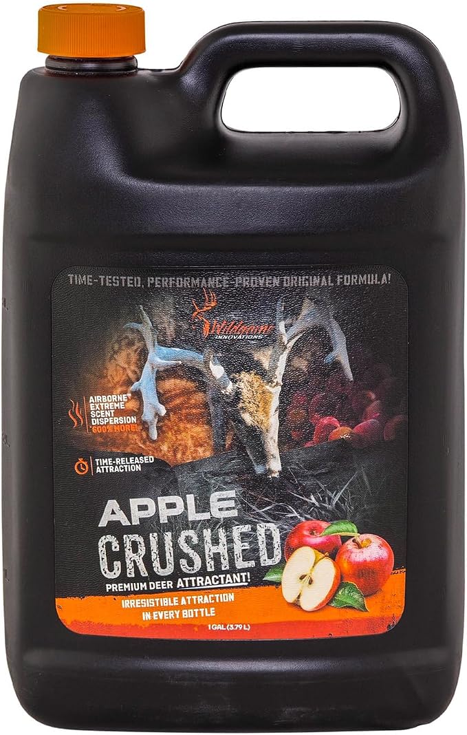 Wildgame Innovation Apple Crushed Liquid Deer Attractant, 1 Gallon Time-Released Juiced Sweet & Salty Mineral Lick with Airborne Extreme Scent Dispersion