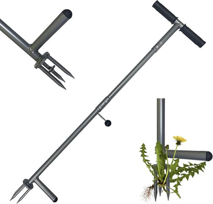 Stand Up Weeder - 3-Claw Stainless Steel Root Extractor, No Bending | 39-42" long handle manual weeding tool for elderly & gardeners,without bending, Durable stainless steel