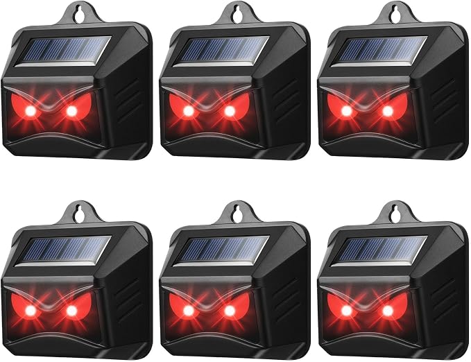 Solar Control Light Nocturnal Animal Repeller Outdoor Deterrent Devices Light Sensor Animal Repellent for Skunk Deer Coyote Fox Raccoon Cat Garden Yard Farm Chicken Coop (6, Black)