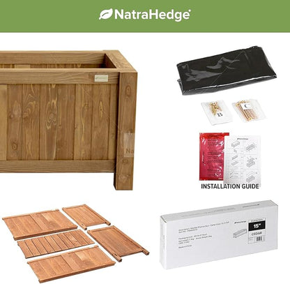 NatraHedge Hampton Classic Wooden Planter Box (44"" Lx15 Wx15 H) Brown | (Brown) Indoor and Outdoor Rectangular Garden Use for Patio Yard Greenhouse Vegatable Flowers and Herb | Weather Resistant